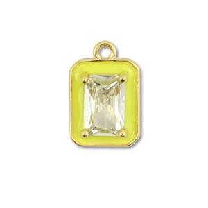 Brass TQ Metall Anh&auml;nger Rechteck Gold-neon yellow-light yellow