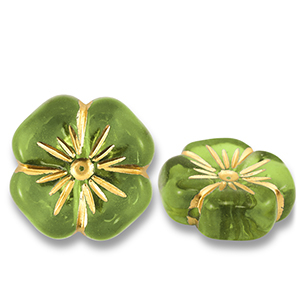 Acrylperlen Blume Olive green-gold