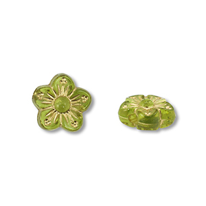 Acrylperlen Blume Olive green-gold