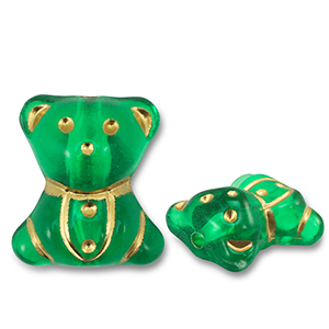 Acrylperlen B&auml;r Green-gold