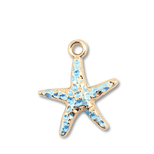 Metall Anh&auml;nger Enamel Seestern Gold-light blue