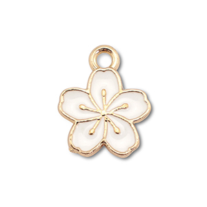Metall Anh&auml;nger Enamel Blume Gold-white