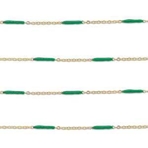 Stainless Steel - Rostfrei Stahl Schmuckzubeh&ouml;r Gliederkette L&auml;nglich Gold-green