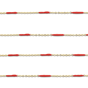 Stainless Steel - Rostfrei Stahl Schmuckzubeh&ouml;r Gliederkette L&auml;nglich Gold-red