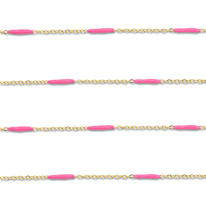 Stainless Steel - Rostfrei Stahl Schmuckzubeh&ouml;r Gliederkette L&auml;nglich Gold-pink
