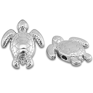 Stainless Steel - Rostfrei Stahl Perlen Schildkr&ouml;te Silver