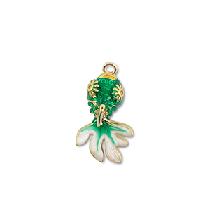 Eco-brass&reg; (nachaltiges Messing) Anh&auml;nger Fisch Gold-green-white