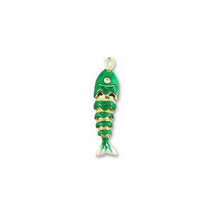 Eco-brass&reg; (nachaltiges Messing) Anh&auml;nger Fisch Gold-green-white