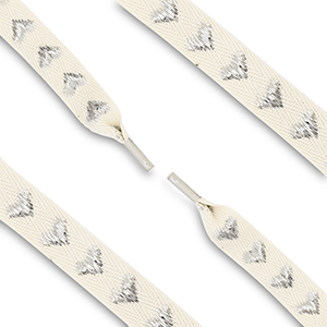 Trendy Schn&uuml;rsenkel mit Herzen Off white-silver