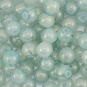 8 mm Glasperlen mit Glitzer Greenish grey-gold