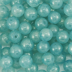 4 mm Glasperlen mit Glitzer Turquoise blue-gold