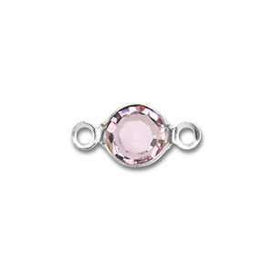 Stainless Steel - Rostfrei Stahl Schmuckzubeh&ouml;r Zwischenst&uuml;ck Rund Silver-light pink