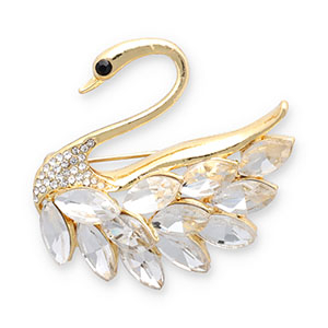 Broschen Schwan Gold-transparent-black