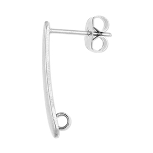 Stainless Steel - Rostfrei Stahl Schmuckzubeh&ouml;r Ohrringe / Ohrstecker Lang mit &Ouml;se Silver