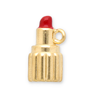 Stainless Steel - Rostfrei Stahl Anh&auml;nger Lippenstift Gold-red
