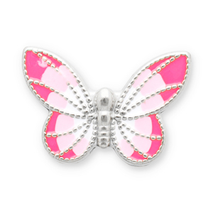Stainless Steel - Rostfrei Stahl Perlen Schmetterling Silver-pink-white