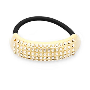 Haarschmuck Haargummi mit Metall mit Strass Gold-black-transparent