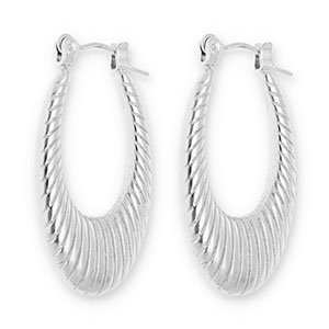 Ohrringe aus Stainless Steel - Rostfreiem Stahl Creolen Oval Silver