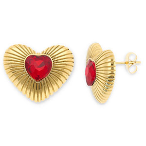 Ohrringe aus Stainless Steel - Rostfreiem Stahl Ohrstecker Herz Gold-red