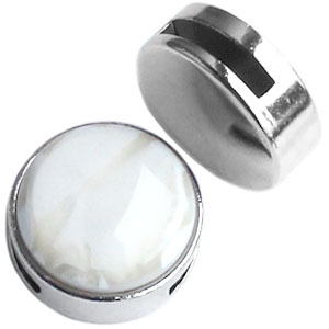 Metall Schieber DQ Cuoio mit Fassung f&uuml;r 20mm Cabochon silber