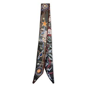 Bandana Schal mit Sterne/Bl&auml;tter Dark green-brown