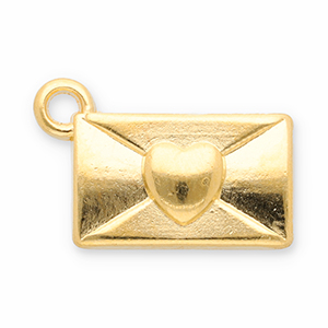 Metall Anh&auml;nger DQ Umschlag mit Herz Gold (Nickelfrei)