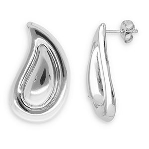 Ohrringe aus Stainless Steel - Rostfreiem Stahl Ohrstecker Tropfenform Silver
