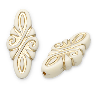 Acrylperlen Rhombus Arabeske Off white-gold
