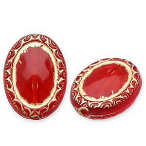 Acrylperlen Oval Red-gold