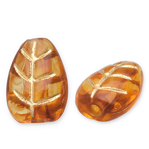 Acrylperlen Blatt Cognac brown-gold