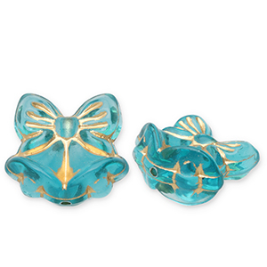 Acrylperlen Schleife mit Glocken Teal blue-gold