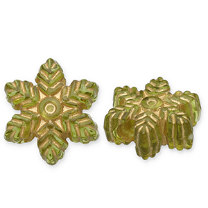 Acrylperlen Schneeflocke Olive green-gold