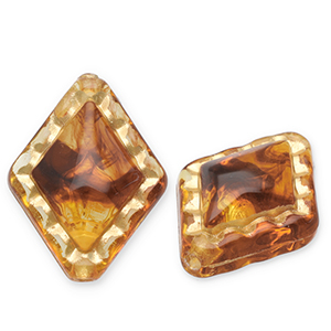 Acrylperlen Rhombus Cognac brown-gold