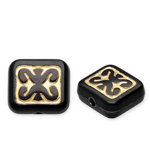 Acrylperlen Rechteck Black-gold