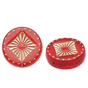 Acrylperlen Disc mit Viereck Red-gold