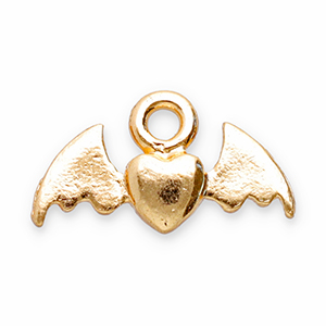 Metall Anh&auml;nger Herz mit Fl&uuml;gel Gold