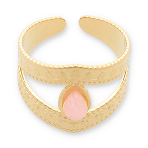 Ringe aus Stainless Steel - Rostfreiem Stahl mit Naturstein Gold-light pink