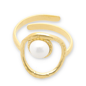 Ringe aus Stainless Steel - Rostfreiem Stahl Perlen Gold-white
