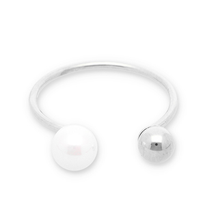 Ringe aus Stainless Steel - Rostfreiem Stahl Perlen Silver-white