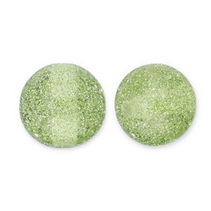 12 mm Acrylperlen mit Glitzer Olive green-silver
