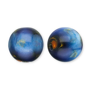 Resin Perlen mit Glitzer 14mm Blue-gold
