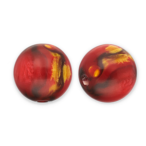 Resin Perlen mit Glitzer 14mm Red-gold