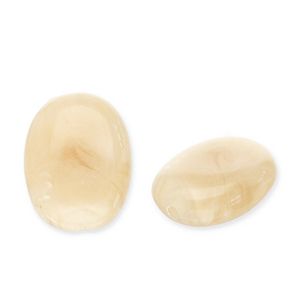 Acrylperlen Oval Beige brown-white