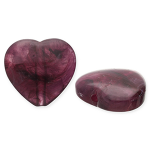 Acrylperlen Herz Aubergine 