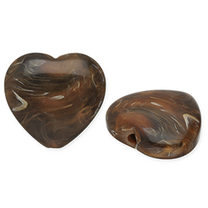 Acrylperlen Herz Dark brown-white