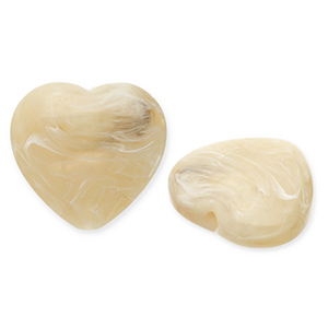 Acrylperlen Herz Beige brown-white
