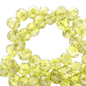 Top Glas Facett Perlen 4x3mm rondellen Sunburst yellow-pearl shine coating
