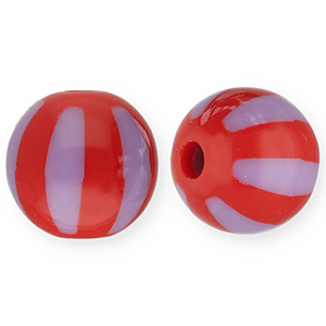 12 mm Acrylperlen mit Streifen Red-lilac