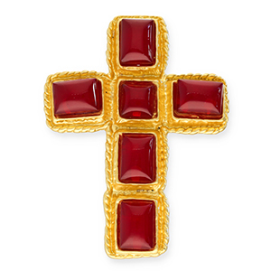 Statement Broschen Kreuz Gold-red