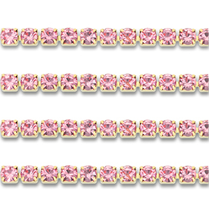 Strass Ketten aus Stainless Steel - Rostfreiem Stahl 4mm Gold-pink